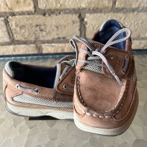 Sperry Tan Boat Shoes with Mesh Detail